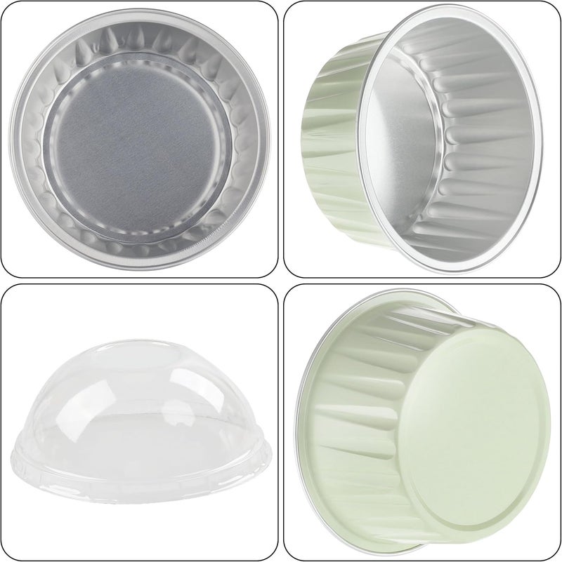 BAKINGPAK 50PCS 4OZ Mini Cake Pans with Lids - Aluminum Cups, Cupcake Containers, Disposable Ramekins for Wedding, Birthday, Holiday, Yellowish - Image 3